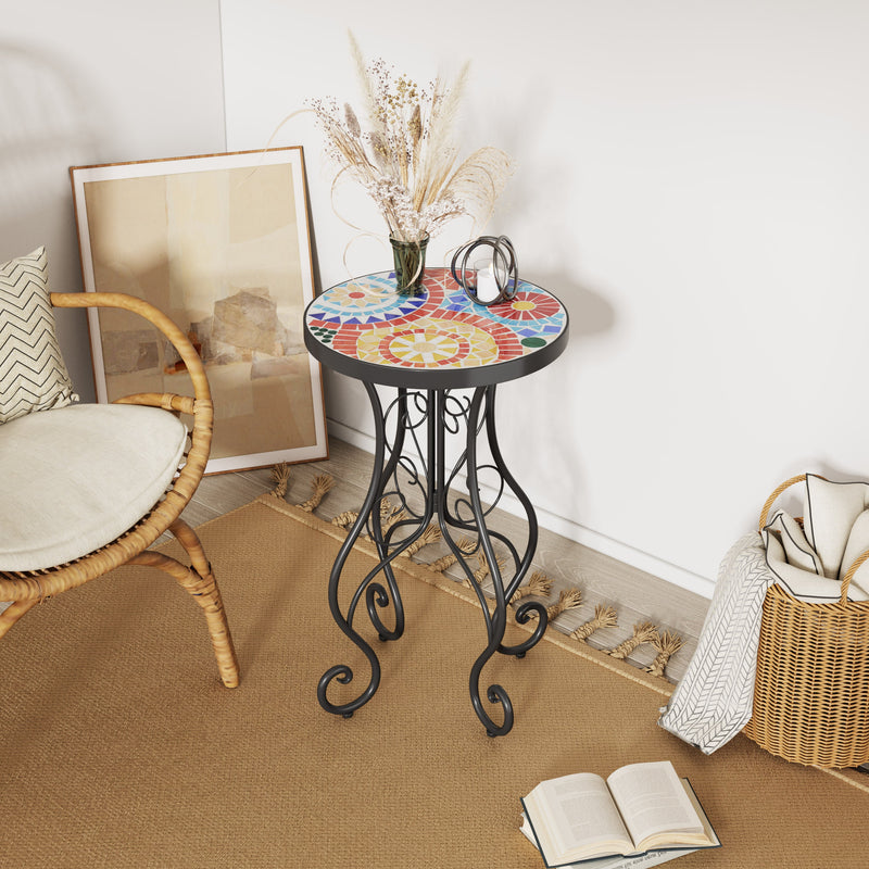 Outdoor Side Table, Colorful+Black by HouseOfZazla