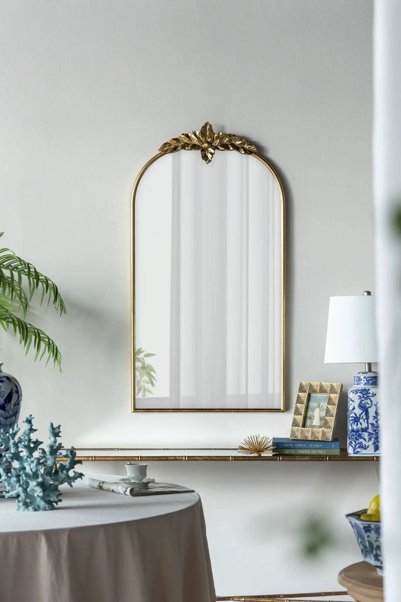 Arched Wall Mirror With Metal Frame, Wall Mirror For Living Room by HouseOfZazla