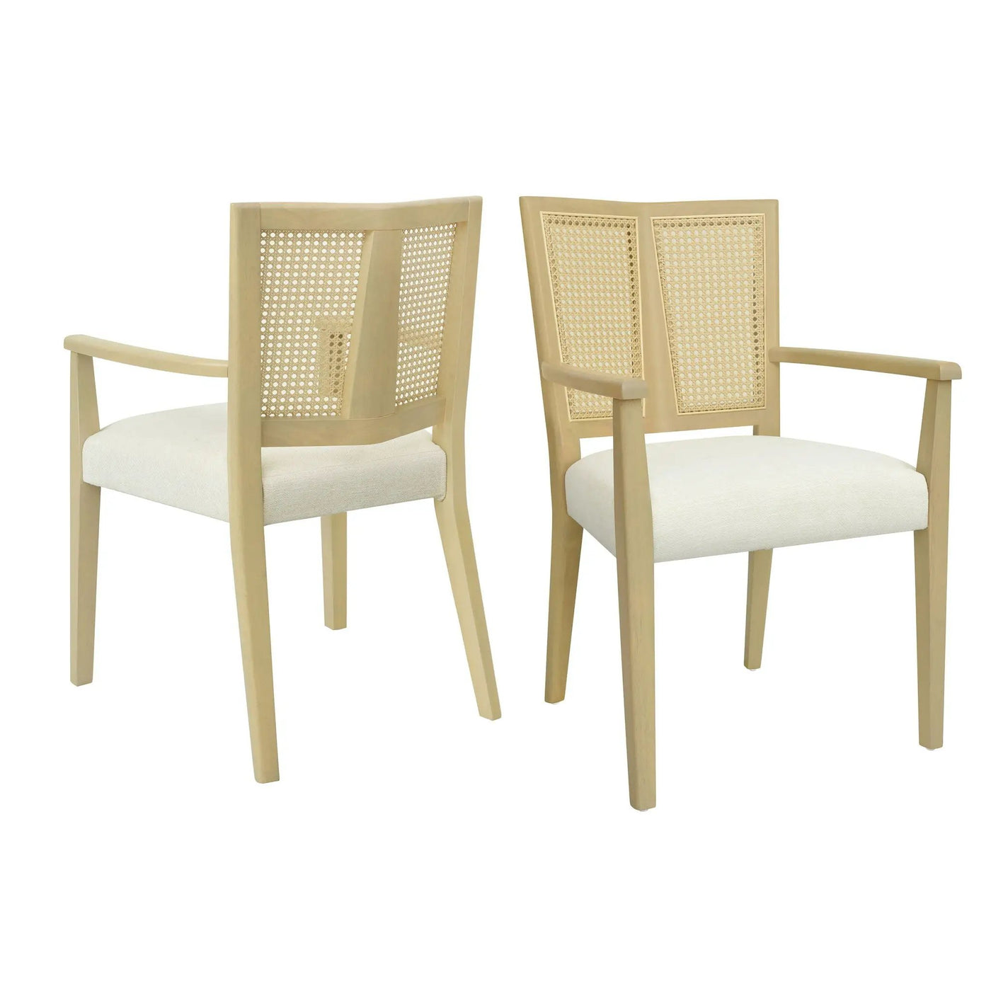 Mid Century Modern Arm Dining Chairs With Rattan Backrest by HouseOfZazla