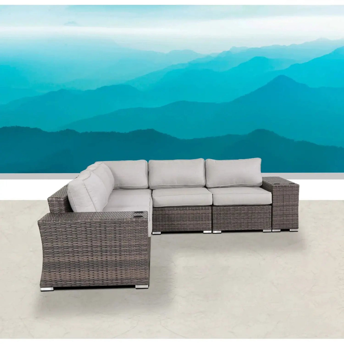 Rattan Sectional Sofa Set With Cushions by HouseOfZazla