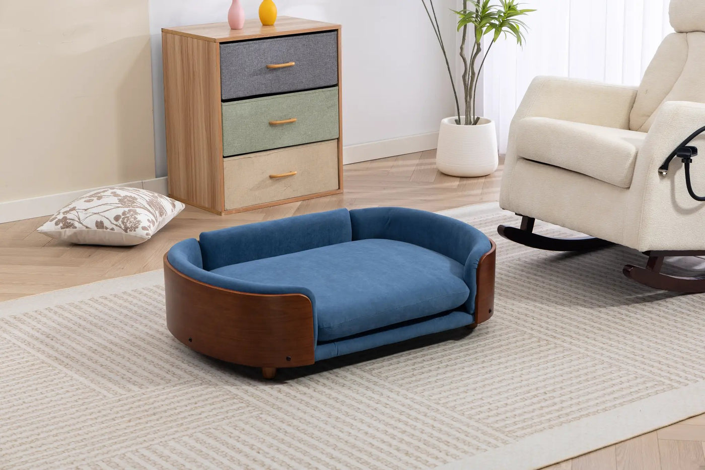 Scandinavian Style Elevated Dog Bed Pet Sofa with Solid Wood Legs by HouseOfZazla