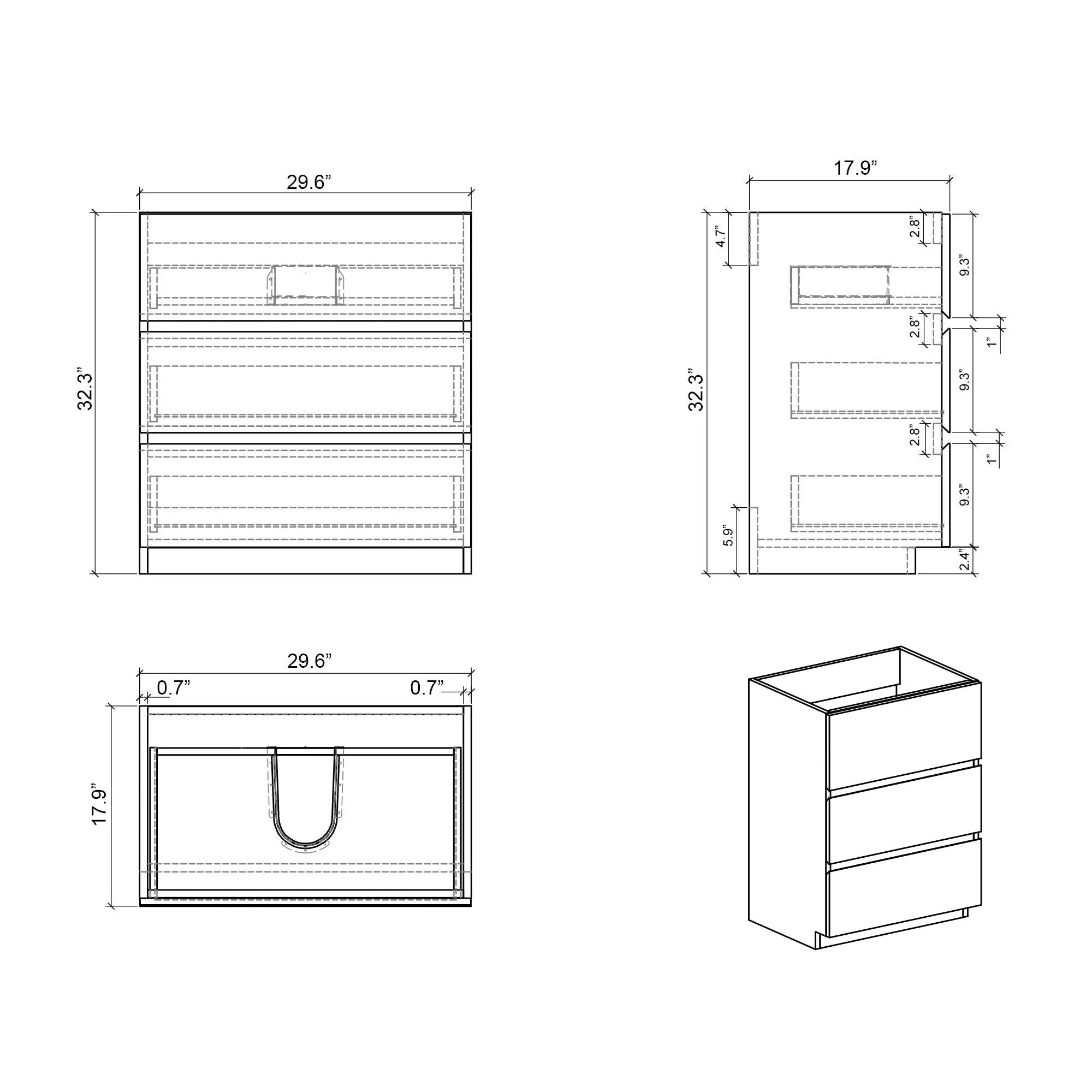Alice - Bathroom Vanity With Sink, Large Storage Freestanding Bathroom Vanity For Modern Bathroom, One-Piece Sink Basin Without Drain And Faucet by Unique Piece Furniture
