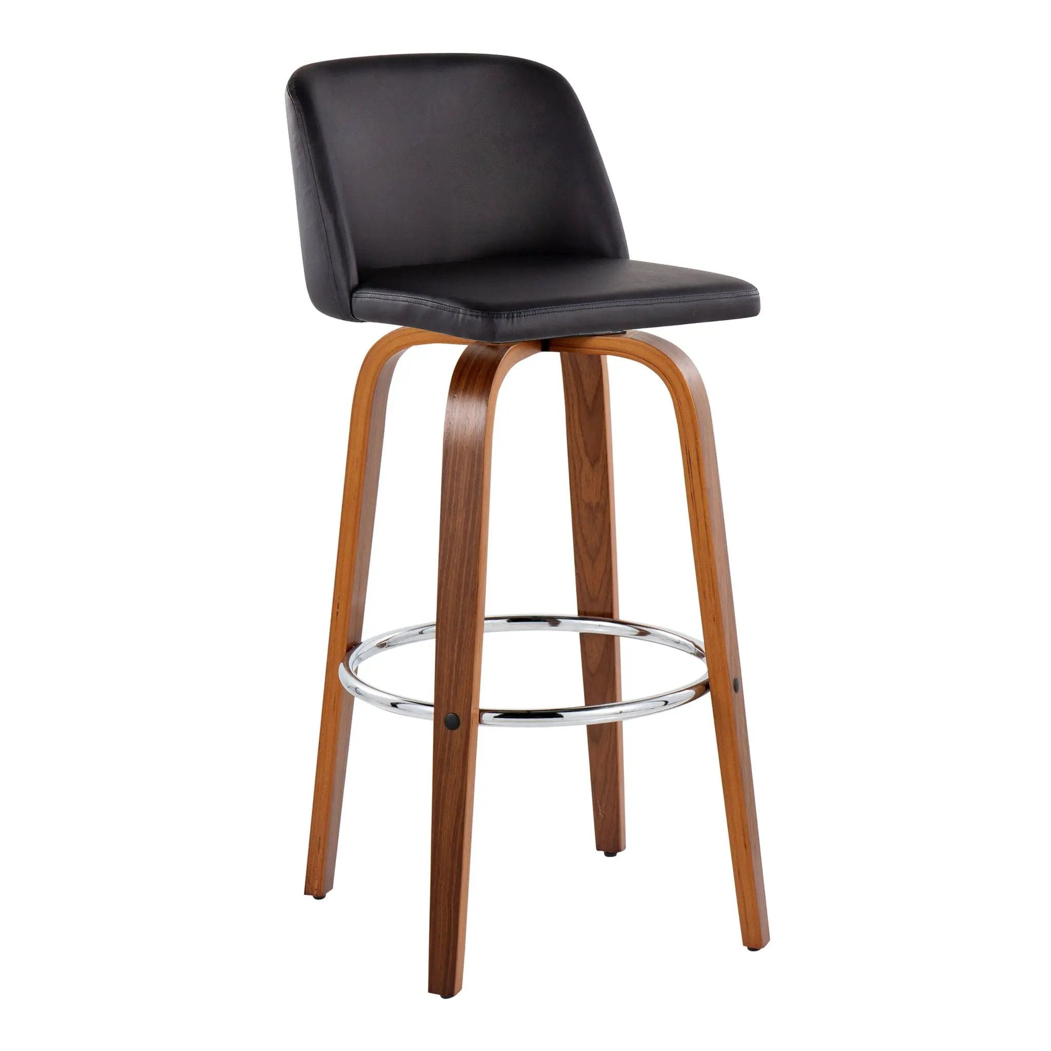 Toriano - Mid Century Modern Fixed Height, Barstool With Swivel With Round Footrest (Set of 2) by HouseOfZazla