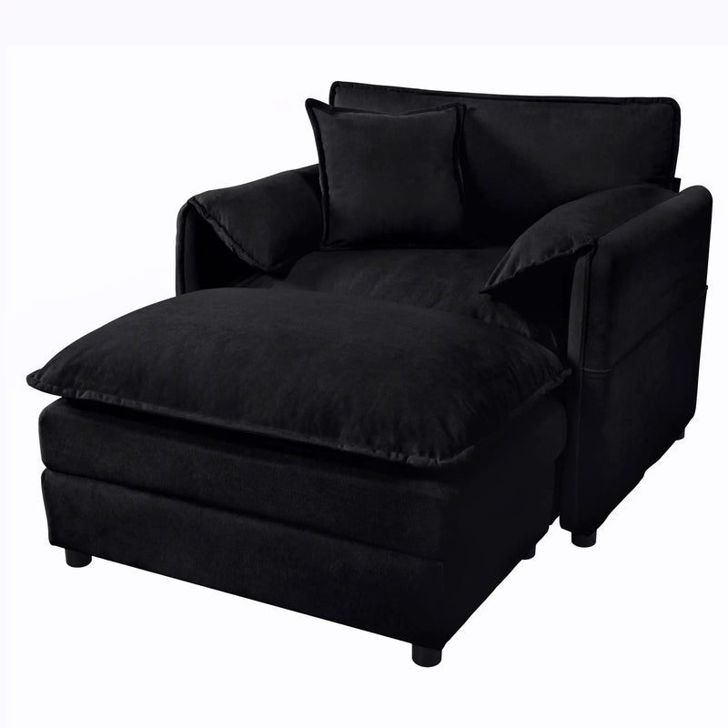 Oversized Chair With Movable Ottoman, Soft Upholstered Lounge Chair by Unique Piece Furniture
