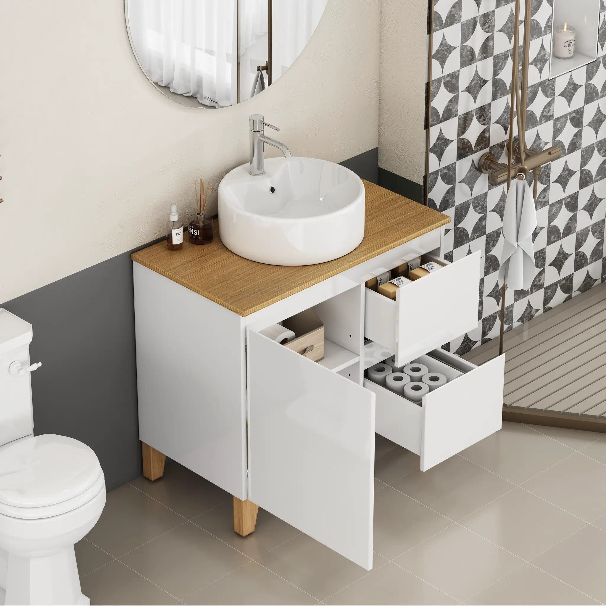 31.5-Inch Modern Bathroom Vanity with Sink Combo by HouseOfZazla