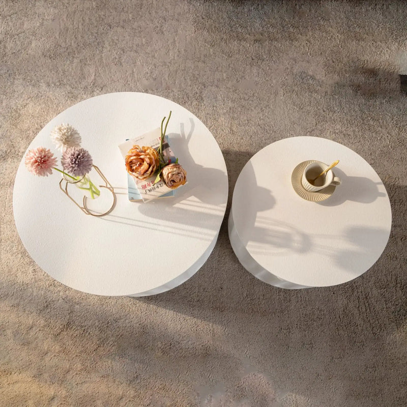 White Round Storage Table Set with Lift-Off Lid by HouseOfZazla