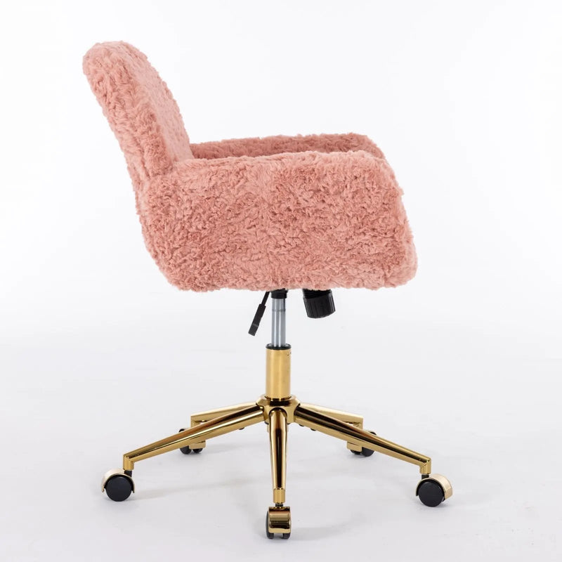 Office Chair, Artificial Rabbit Hair Home Office Chair With Metal Base, Adjustable Desk Chair Swivel Office Chair, Vanity Chair by Unique Piece Furniture