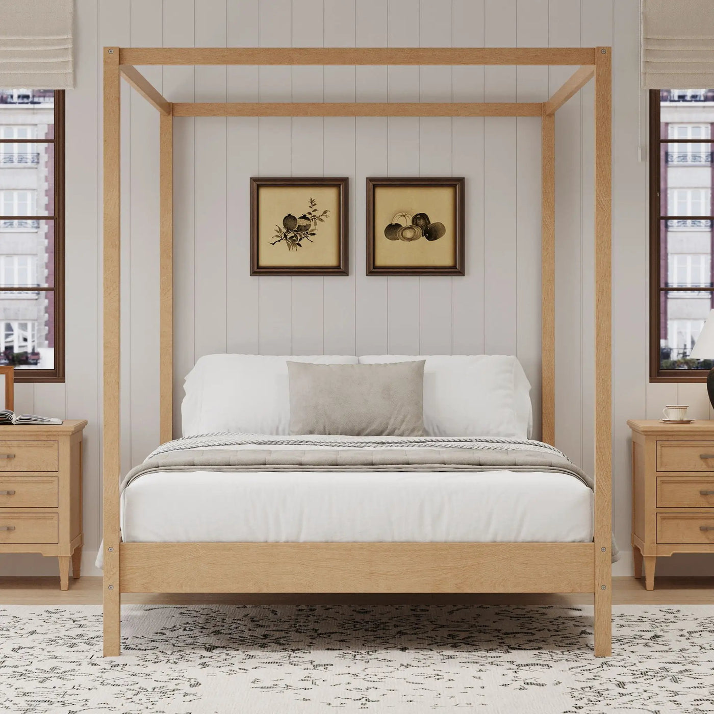 Canopy Bed Frame 4 Poster Platform Bed With Slats Support, No Box Spring Needed by HouseOfZazla