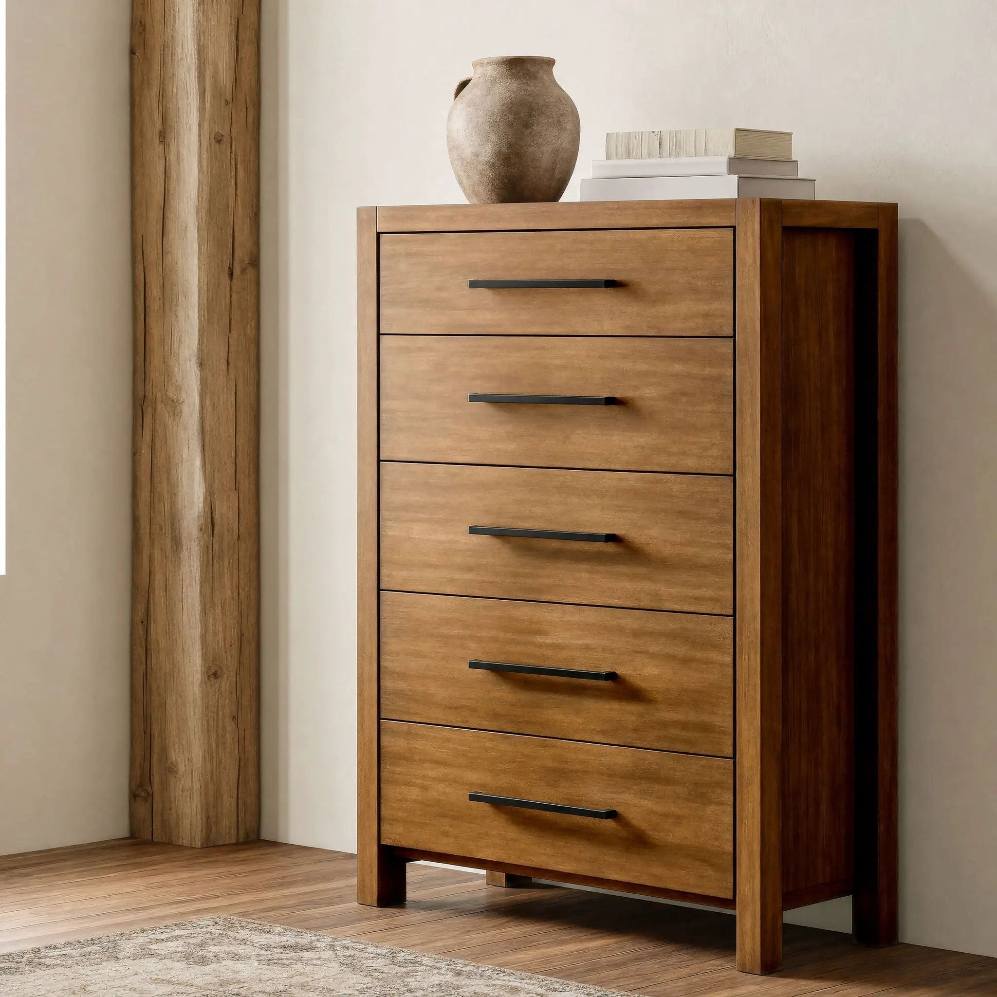 Adderley 5-drawer Bedroom Chest of Drawers Warm Brown by Unique Piece Furniture