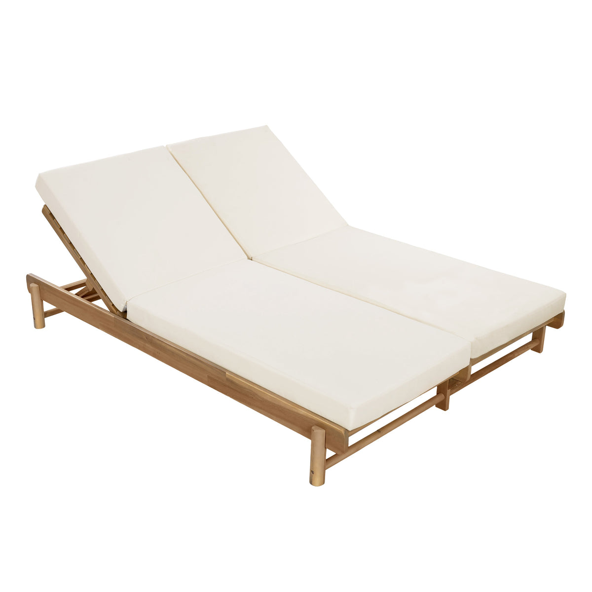 Light Teak Acacia Wood Double Chaise Lounger Set, photo 7 of 10