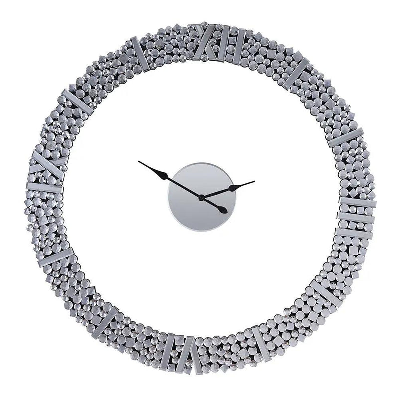 Kachina - 39" Wall Clock - Mirrored & Faux Gems by Unique Piece Furniture
