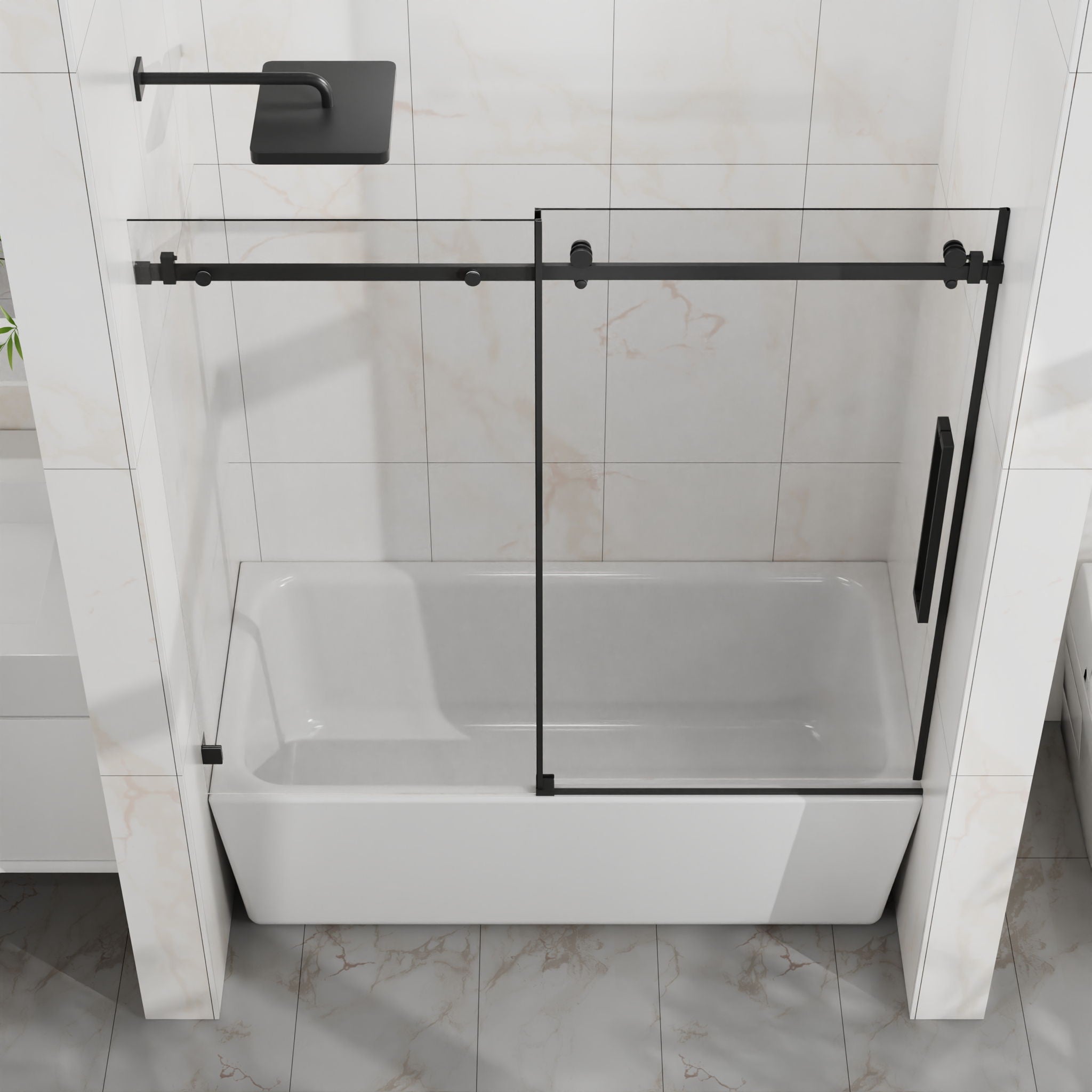 Frameless Tub Sliding Shower Door With Easy Clean Coating by HouseOfZazla