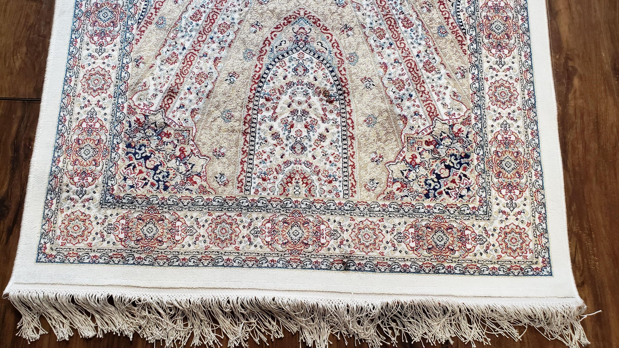 Beige & Cream Small Turkish Silk Rug, Bamboo Silk, Power-Loomed, Persian Design, High Quality, Soft Accent Rug, 3x5 ft, 2' 8" x 4' 11" by Jewel Rugs