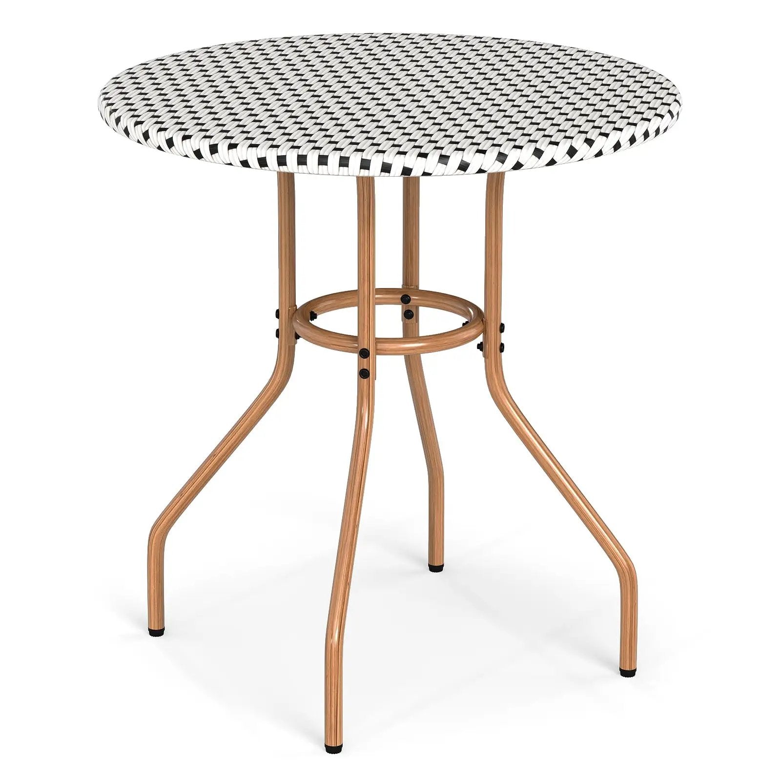 27.5 inch Outdoor Bistro Table with Heavy Duty Metal Frame and Adjustable Foot Pads-white by DirectDeals
