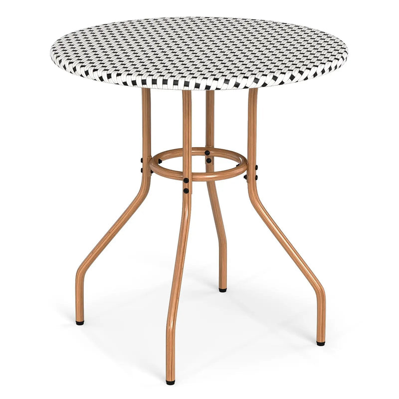 27.5 inch Outdoor Bistro Table with Heavy Duty Metal Frame and Adjustable Foot Pads-white by DirectDeals