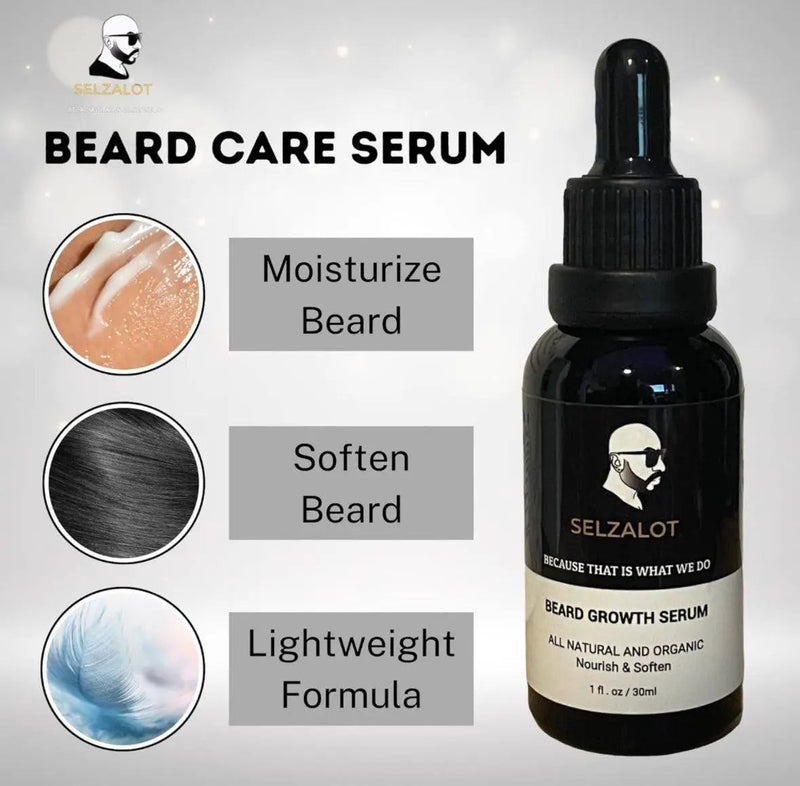 Beard Growth Kit Men’s Beard Care Kit Grooming Set 5 Pieces Beard Products with Wash, Oil Serum, Balm and a Gift Box for Men Self Care by Selzalot
