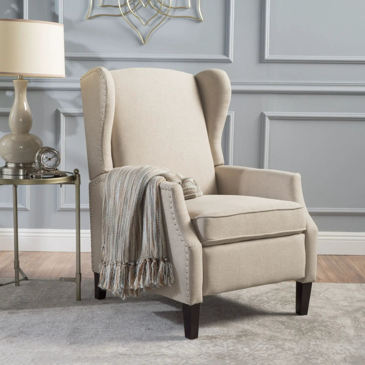 Westeros Wing Back Fabric Upholstered Recliner by Unique Piece Furniture