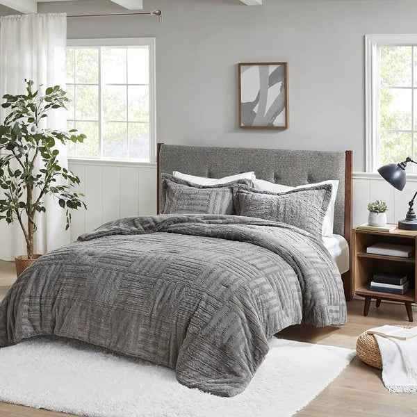 King/Cal King Faux Fur Down Alternative Comforter Mini Set