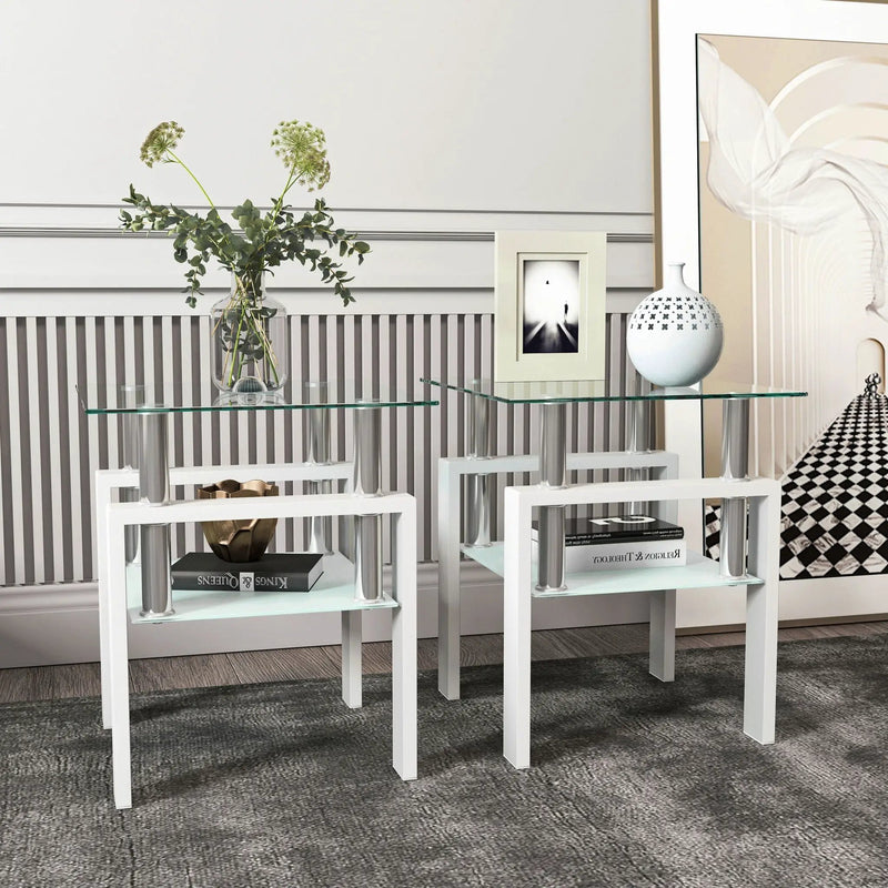 Modern Tempered Glass Tea Table, End Square Table For Living Room by Unique Piece Furniture