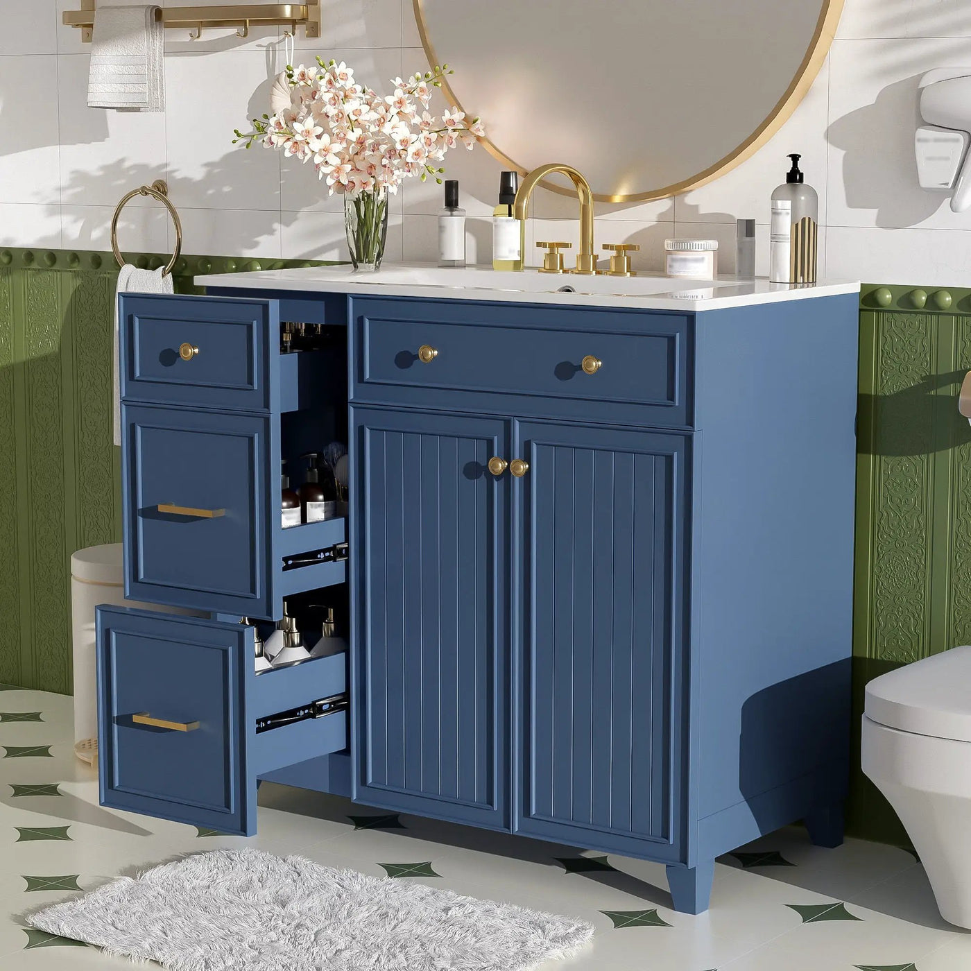 Bathroom Vanity With Sink, Soft Close Doors, Adjustable Shelves by HouseOfZazla