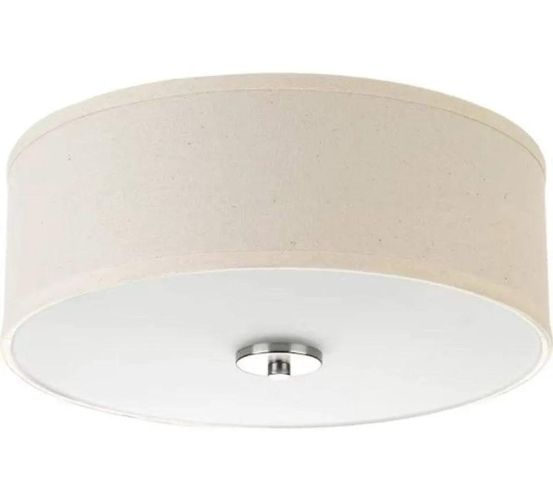 Open Box Progress Lighting Inspire Collection 13 in. 2- Light Brushed Nickel Transitional Kitchen Ceiling Light Drum Flush Mount by Selzalot