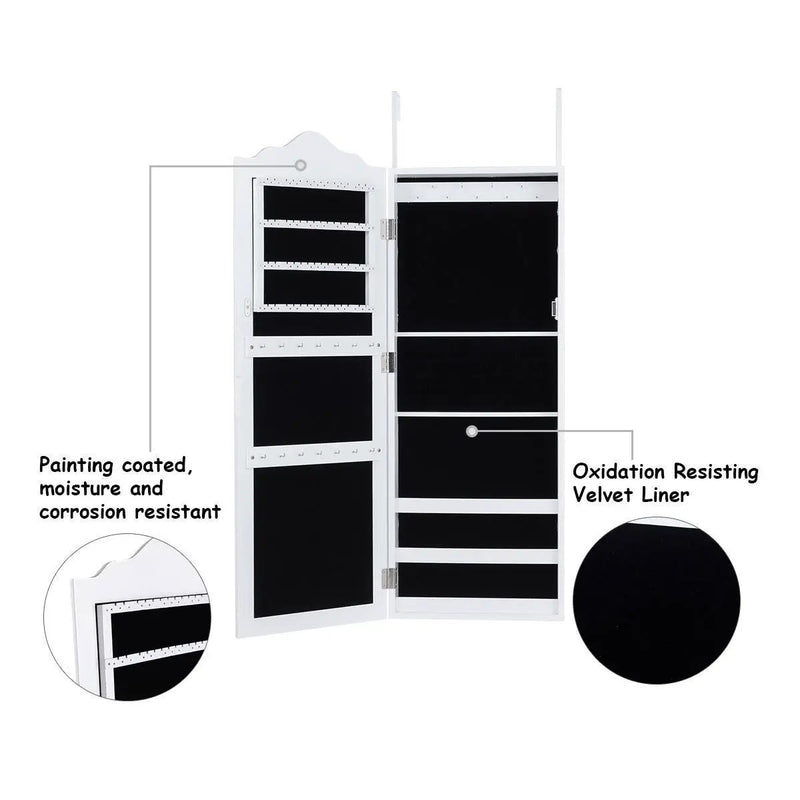 Wall Mounted Mirrored Jewelry Armoire Storage Organizer by DirectDeals