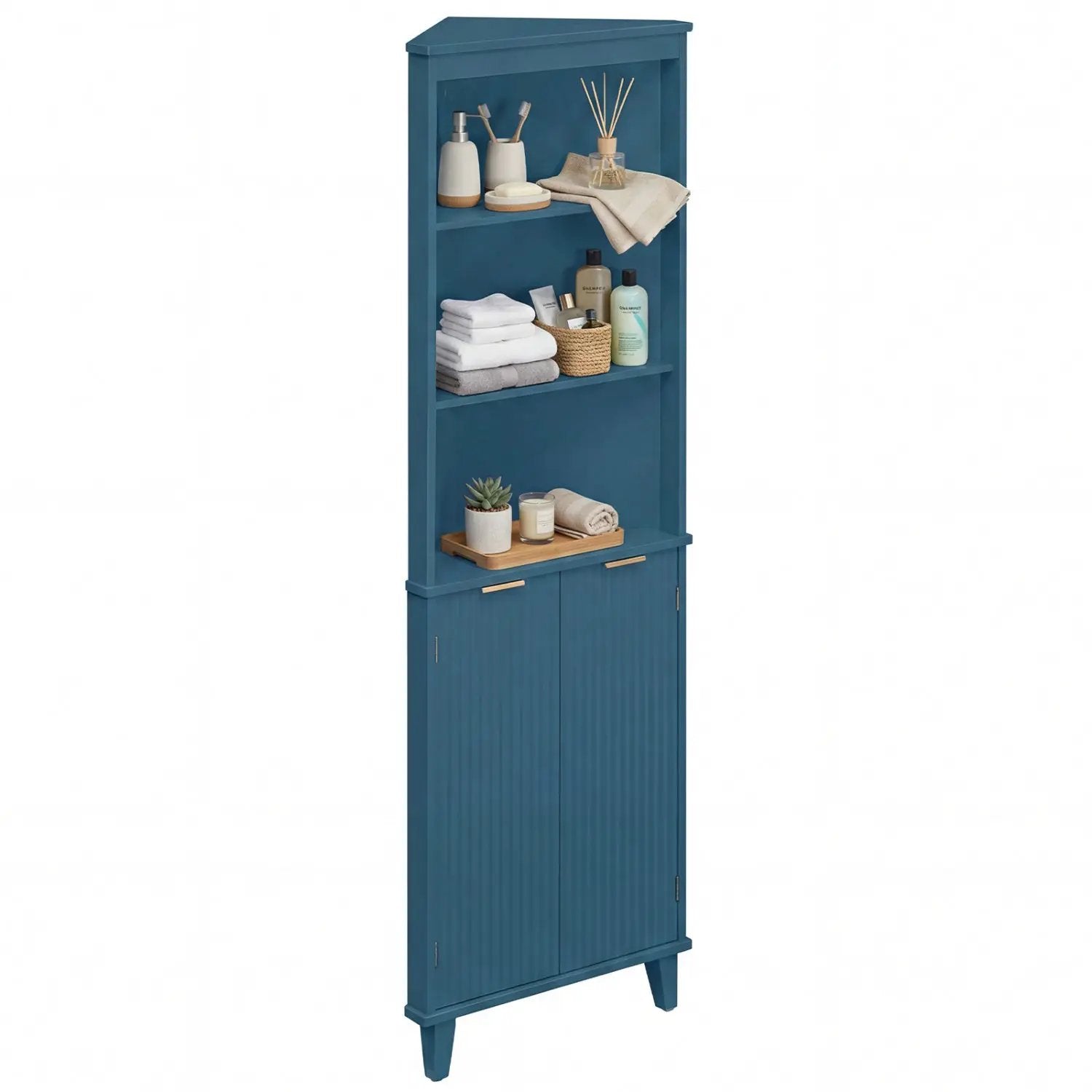 68 Inch Tall Bathroom Floor Storage Cabinet with Fluted Doors by DirectDeals