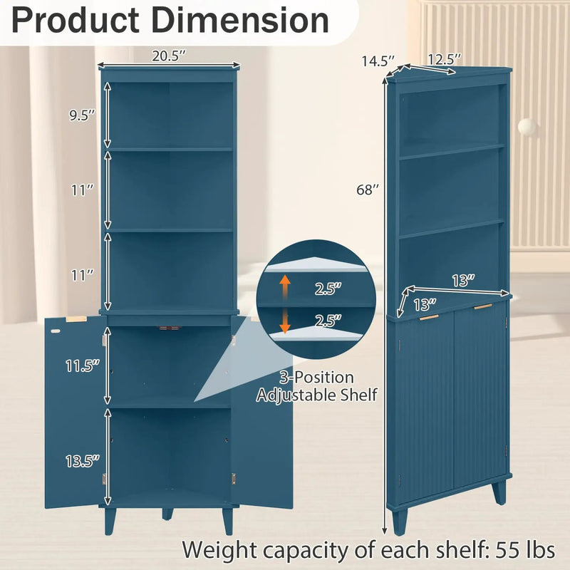 68 Inch Tall Bathroom Floor Storage Cabinet with Fluted Doors by DirectDeals