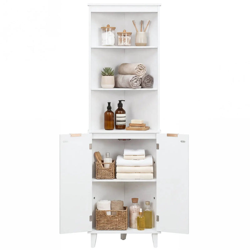 68 Inch Tall Bathroom Floor Storage Cabinet with Fluted Doors by DirectDeals