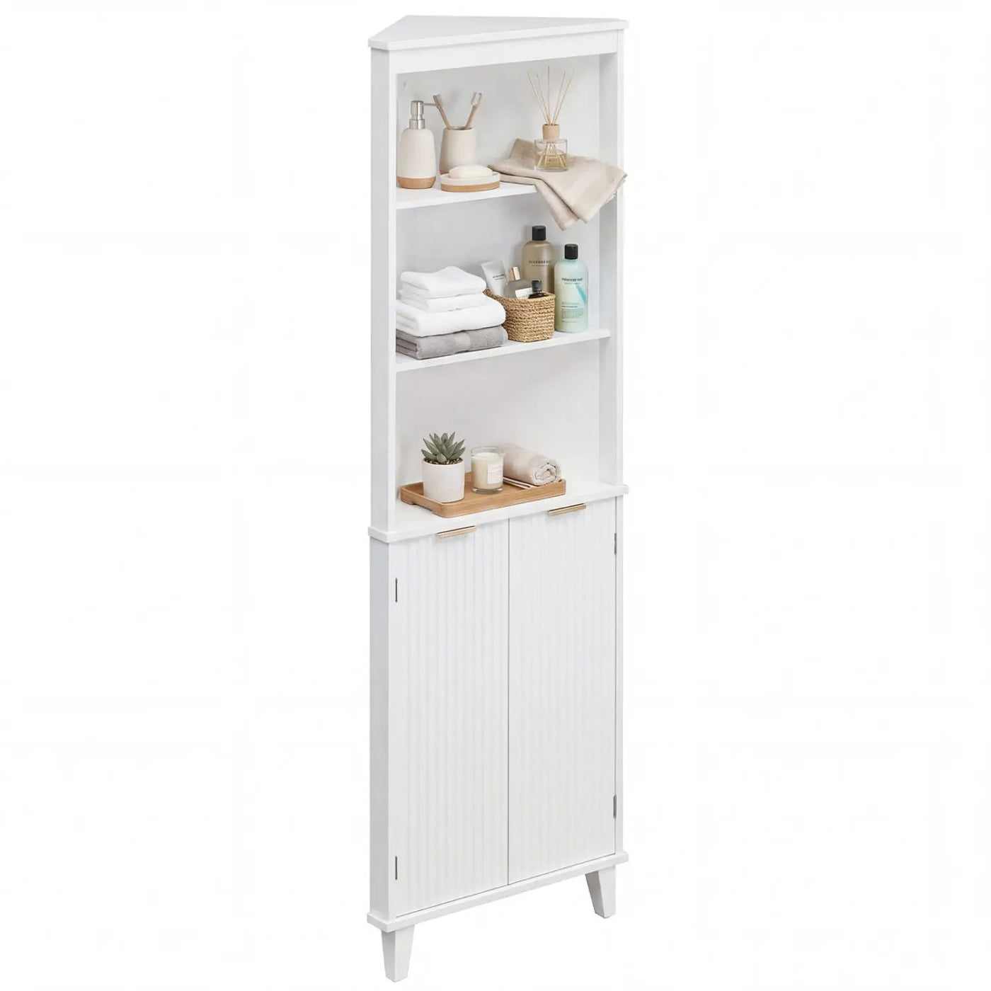 68 Inch Tall Bathroom Floor Storage Cabinet with Fluted Doors by DirectDeals
