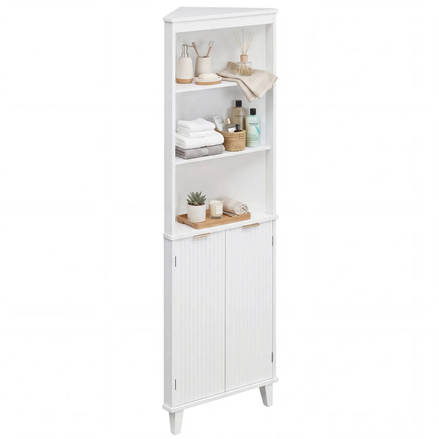 68 Inch Tall Bathroom Floor Storage Cabinet with Fluted Doors by DirectDeals