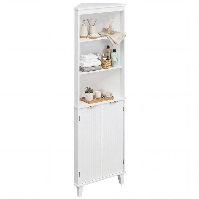 68 Inch Tall Bathroom Floor Storage Cabinet with Fluted Doors by DirectDeals