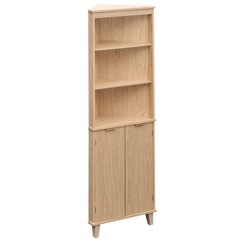 68 Inch Tall Corner Cabinet with Fluted Doors for Bathroom by DirectDeals