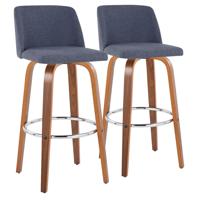 Toriano - Mid Century Modern Fixed Height, Barstool With Swivel With Round Footrest (Set of 2) by Unique Piece Furniture