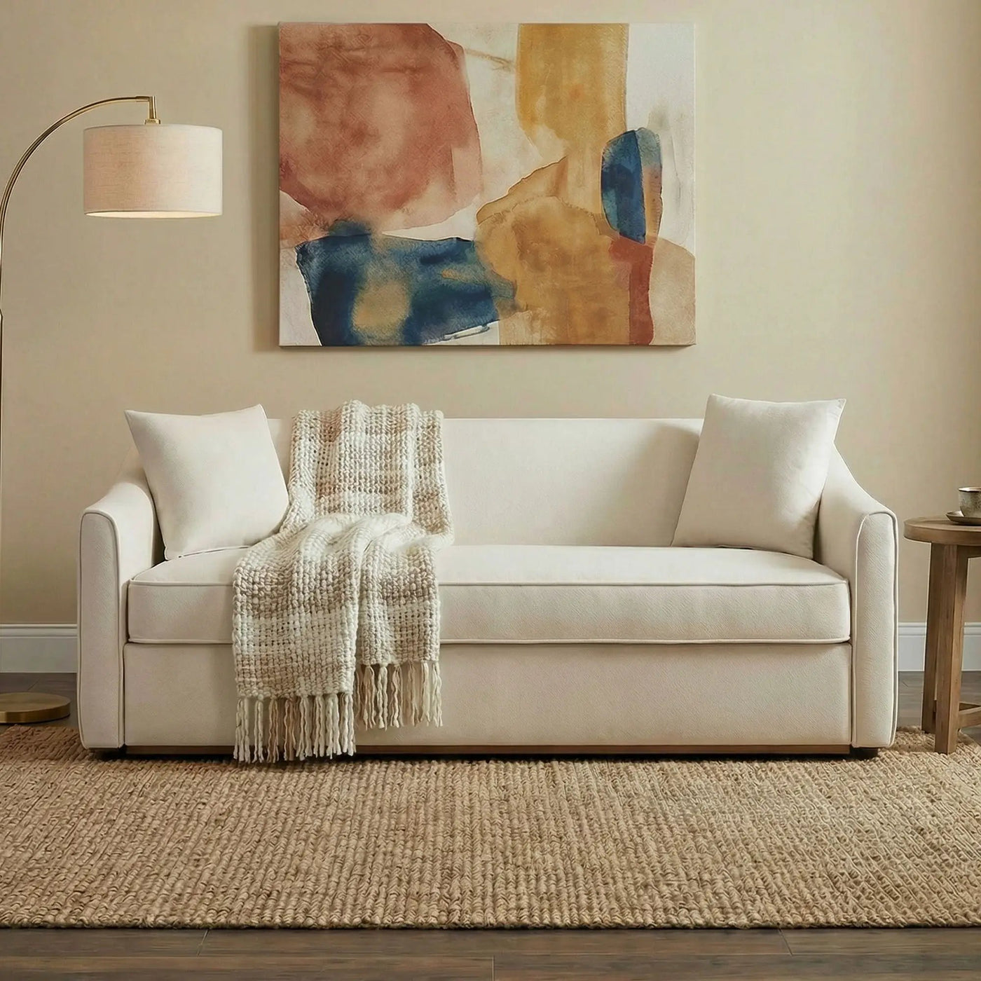 3 Seater Sofa With Wrap Around Armrests And Throw Pillows by HouseOfZazla