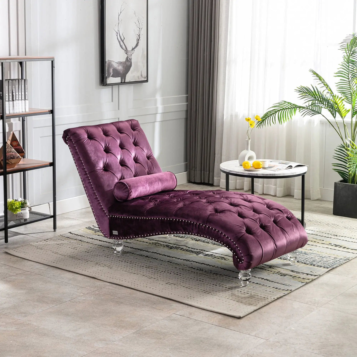 Chaise Lounge Indoor, Button Tufted Upholstered Chaise Lounge Chair With Pillow by Unique Piece Furniture