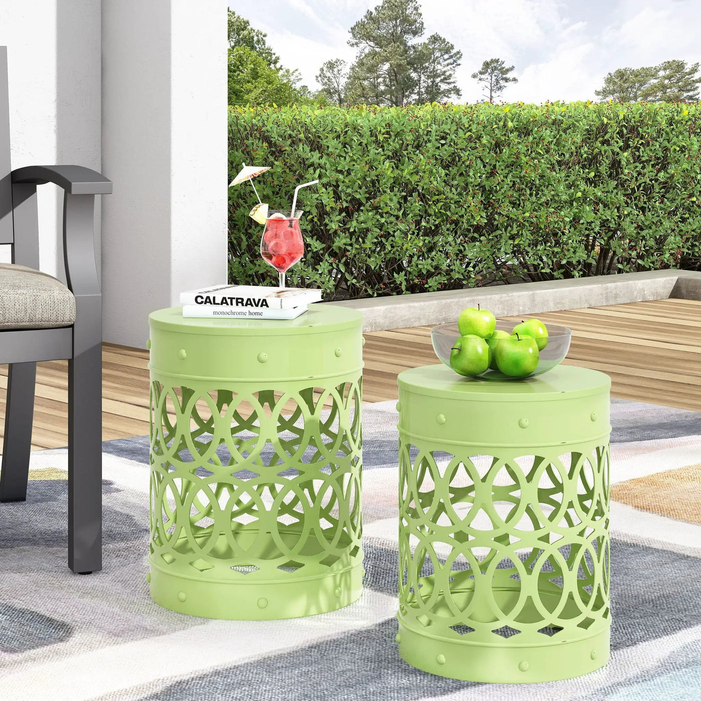Outdoor Metal Side Table Set of 2 by HouseOfZazla