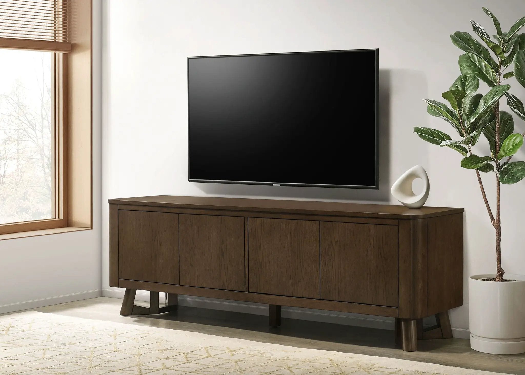 Trotter 71-inch 4-Door Wood TV Stand Media Console Brown by Unique Piece Furniture