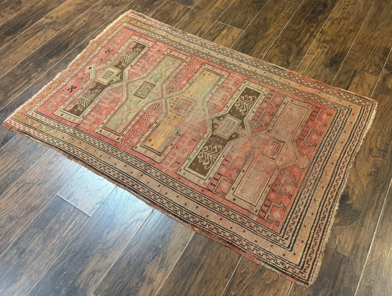 Antique Turkish Melas Rug 3x5, Geometric Carpet, 1920s Wool Rug, Bohemian Rug, Low Pile Rug, Tribal Rug by Jewel Rugs