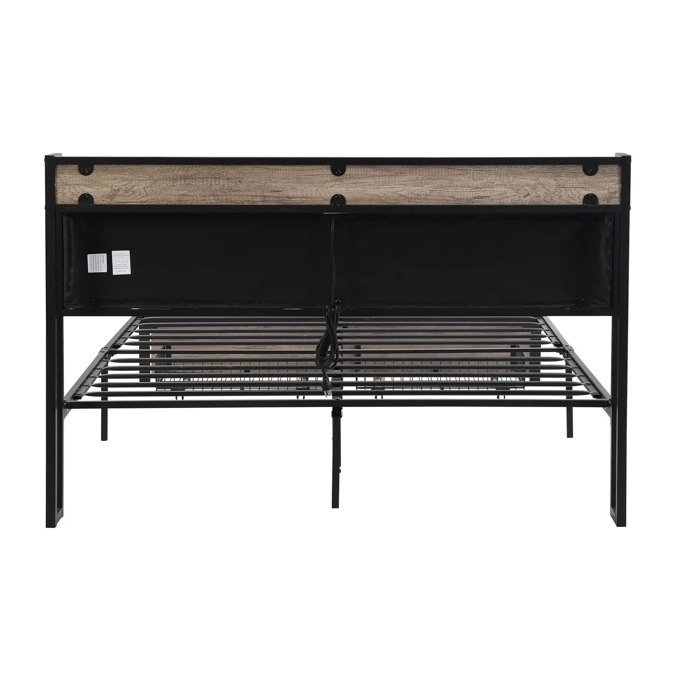 Modern Bed Frame With LED Lights, Upholstered Headboard, USB Charging by Unique Piece Furniture