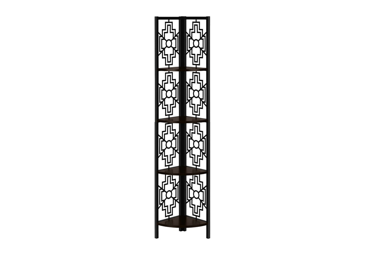 4 Tier Corner Bookshelf Bookcase with Metal Frame - White, Dark Brown, Light Brown, photo 6 of 12