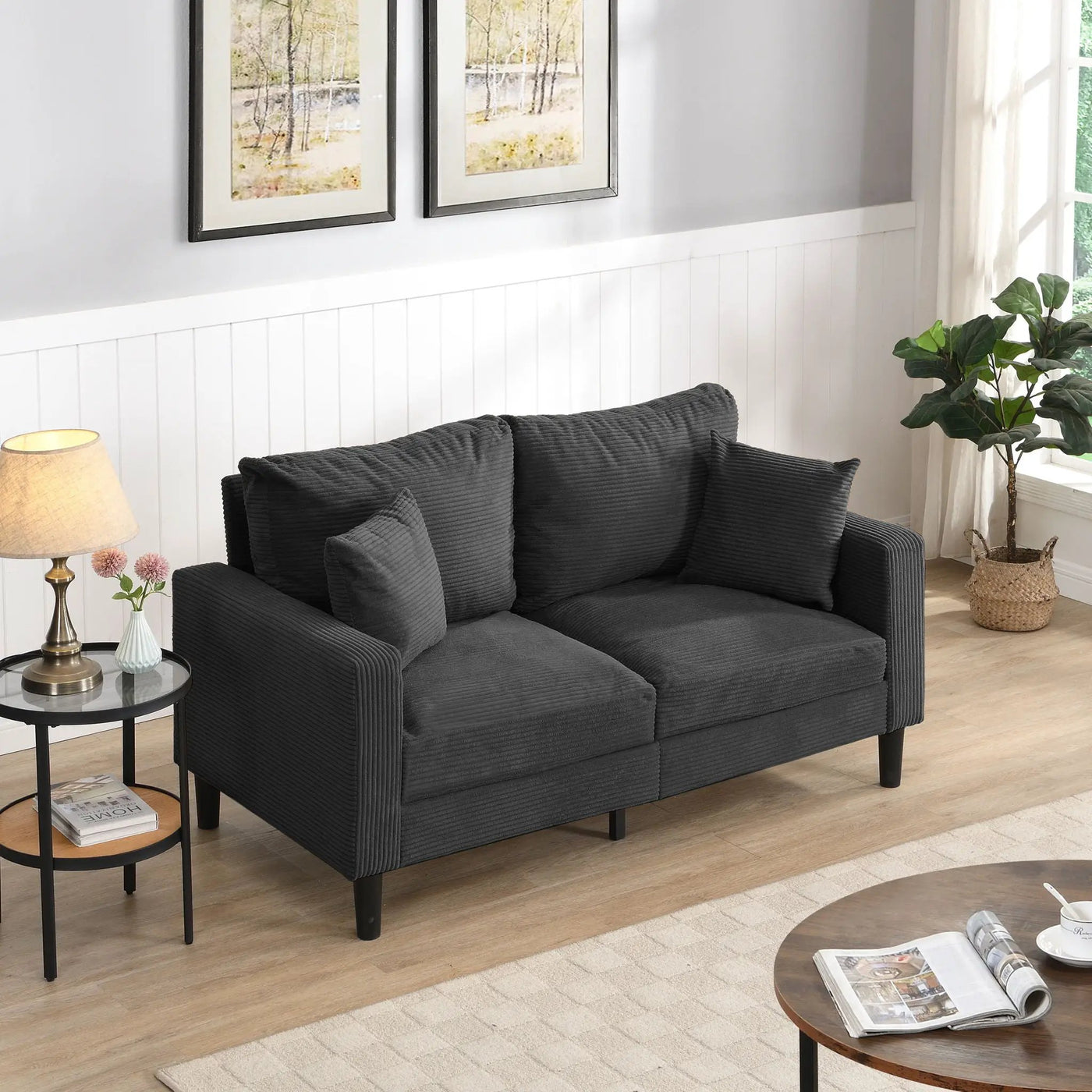 Modern Upholstered Loveseat Sofa, High Resilience by HouseOfZazla