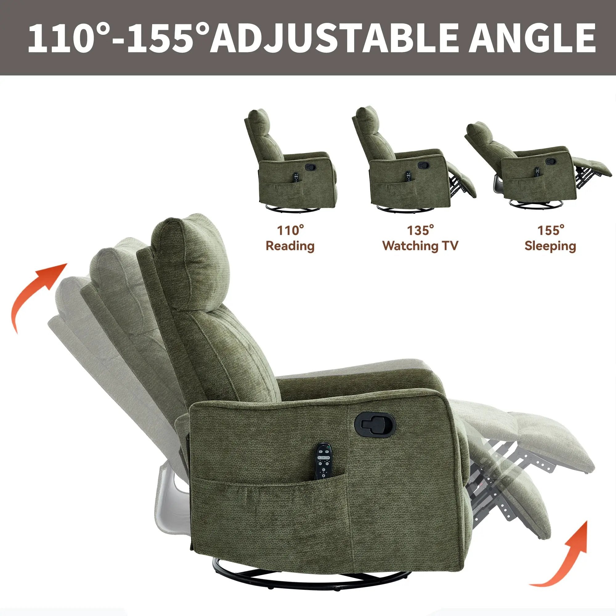Green Heat Massage Manual Recliner Chair by HouseOfZazla