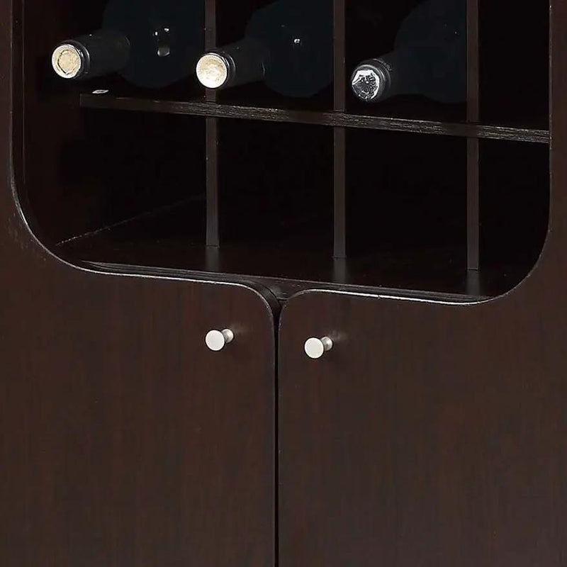 Wine Cabinet With Two Doors Removeable Wine Bottle Rack Metal Wine Glass Racks Four Shelves - Red Cocoa by HouseOfZazla