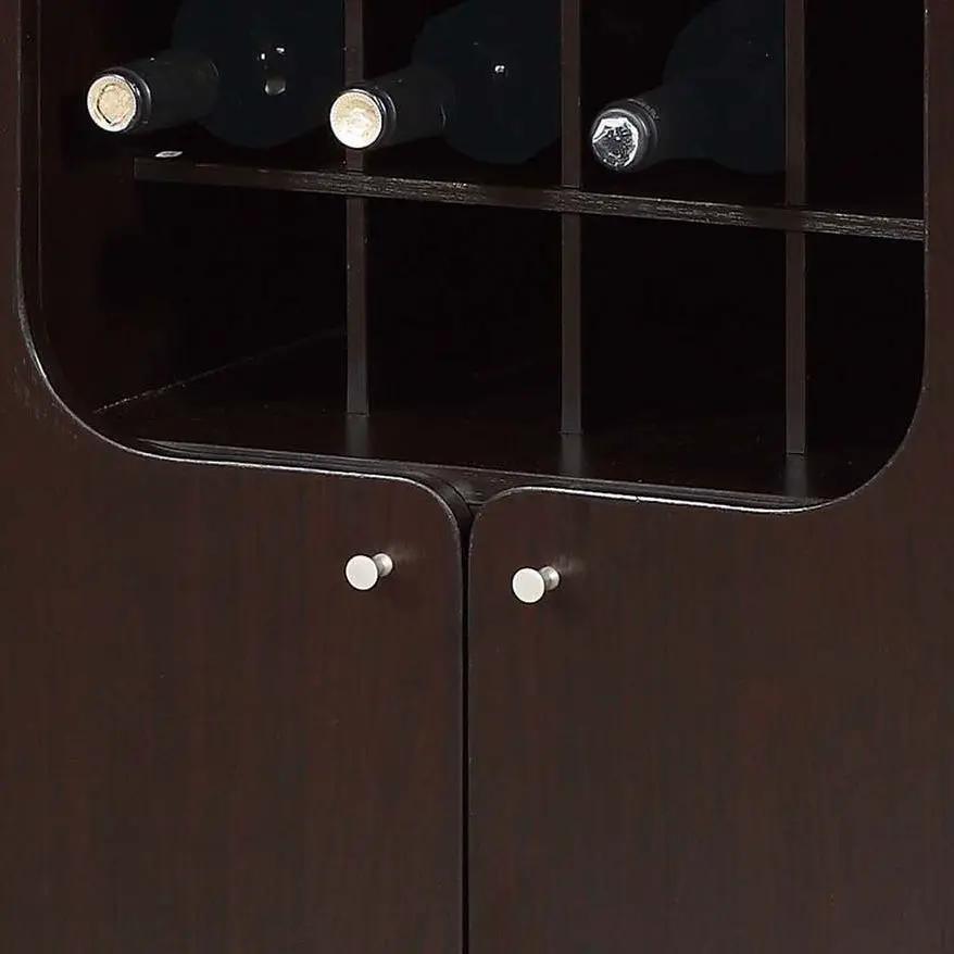 Wine Cabinet With Two Doors Removeable Wine Bottle Rack Metal Wine Glass Racks Four Shelves - Red Cocoa by Unique Piece Furniture
