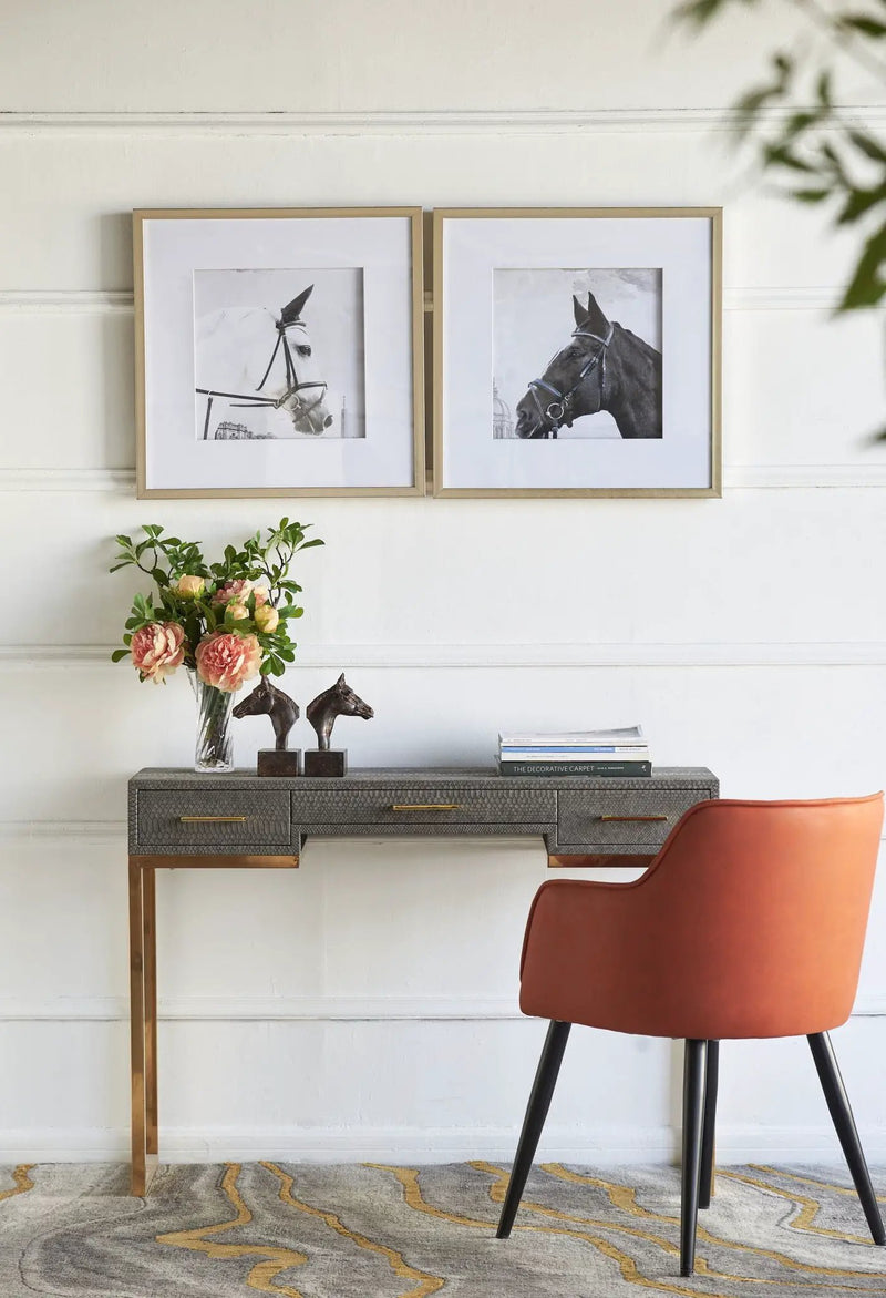 Wall Art Horse Animal Printing, Wall Decor Accent (Set of 2) - Golden / White by HouseOfZazla