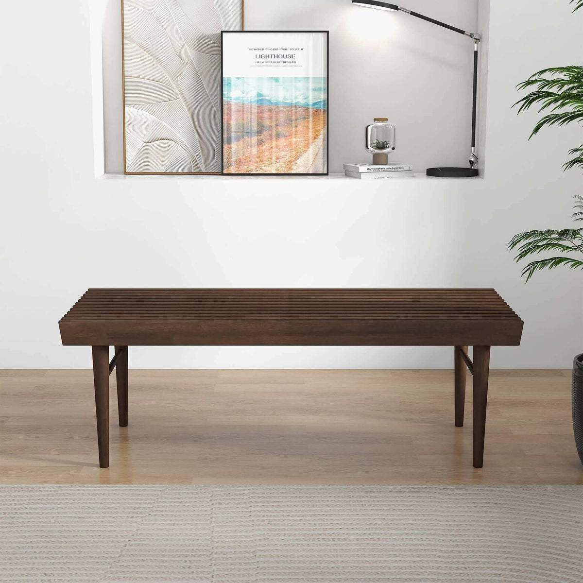 Dark Brown Wood Accent Bench with Solid Wood Frame - Mia, photo 9 of 18