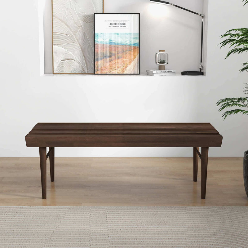 Dark Brown Wood Accent Bench with Solid Wood Frame - Mia, photo 9 of 18