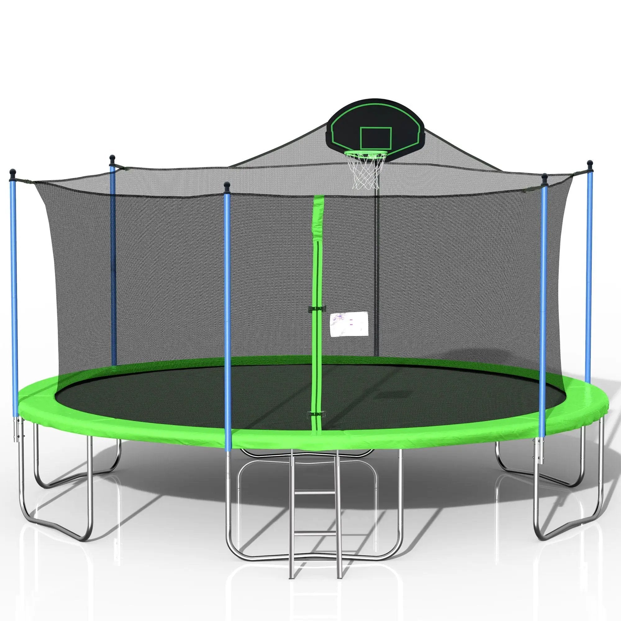 Trampoline For Adults & Kids With Basketball Hoop, Outdoor Trampolines With Ladder And Safety Enclosure Net For Kids And Adults by HouseOfZazla