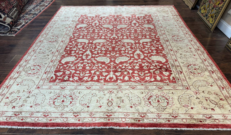 Pakistani Chobi Rug 8x10, Red, Handmade by Jewel Rugs